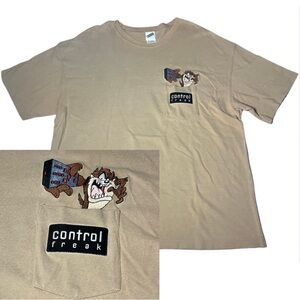 Vtg 1999 Warner Brothers Studio XL Tasmanian Devil TAZ Control Freak Shirt Y2K